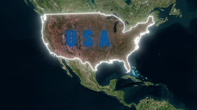 USA map animation with glowing borders text reveal and zoom to Hawaii islands with Honolulu label