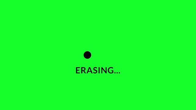 Privacy and data management UI showing erasing process status in 4k animation with alpha channel on transparent background erasing animation