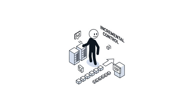 Isometric illustration of incremental backup control system concept.