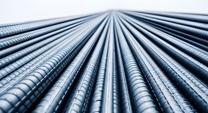 Steel reinforcement bars in parallel rows