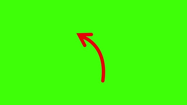 Red Curved Arrow Drawing Animation on Green Screen Background