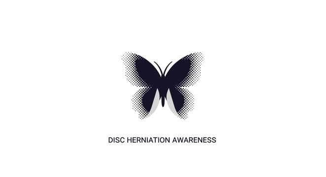 Detailed black butterfly disc herniation awareness symbol.