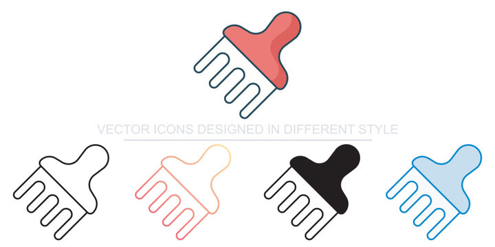 Comb Icon Set Isolated on White Background Illustration
