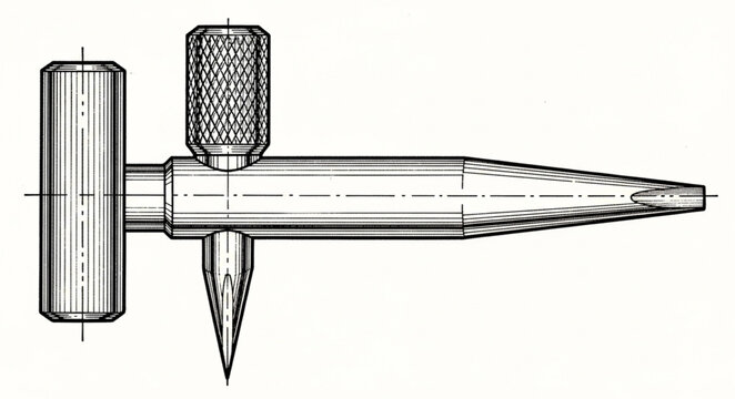 Detailed illustration shows technical drawing of a mechanical pencil