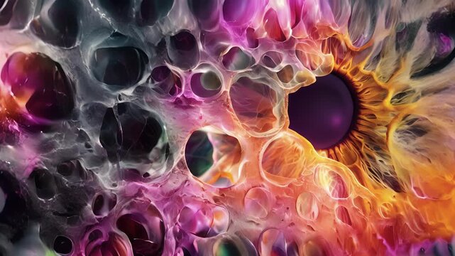 A microscopic view of the retina shows dense s of cone cells responsible for color perception.