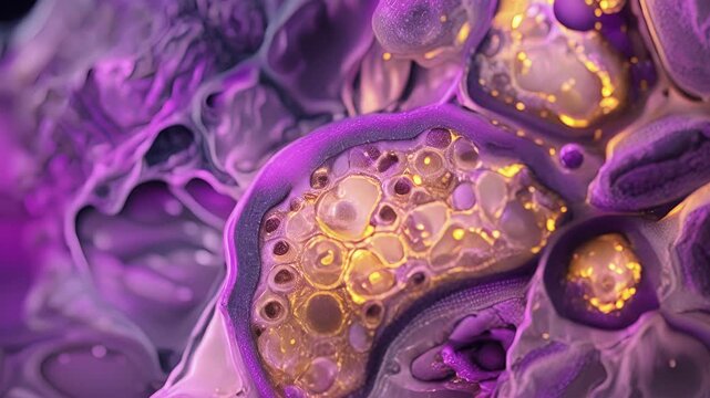 The distinct shapes and sizes of eccrine sweat gland cells are highlighted in this microscopic image demonstrating their intricate role in the regulation of body temperature.