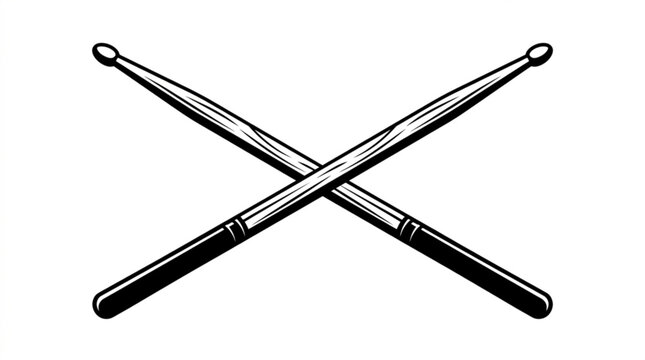 Drumsticks crossed, musical instrument, vector illustration