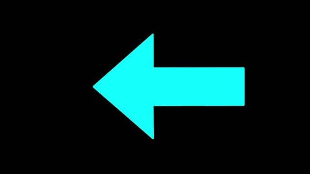left arrow icon sweep animation &ndash; glowing motion symbol Glowing color neon light arrows sign. 3D rendering left arrow Arrow pointing to the right on black background