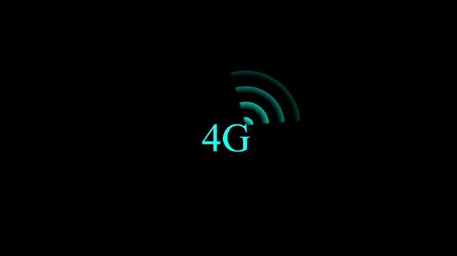 4g network signal neon animation loop, digital connectivity glow, tech background, 4g signal connectivity, digital glow