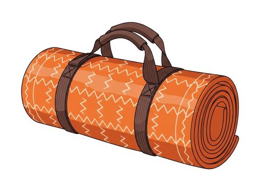 Rolled orange yoga mat with carrying straps