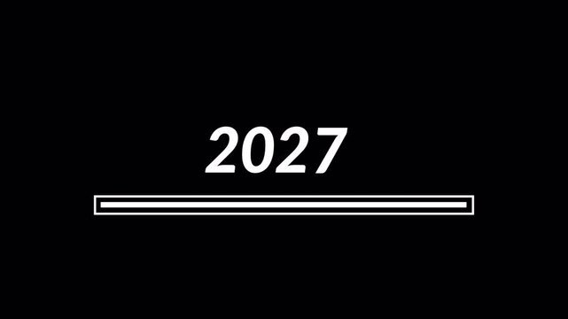  2026 to 2027 Transition from  animation Progress bar loading animation on transparent background New Year's countdown in 4k animation with alpha channel 