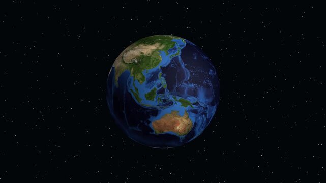 Earth Zoom Animation Rotating from Space to Beijing China