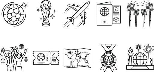 Black and white soccer travel icons © MUKTARANI
