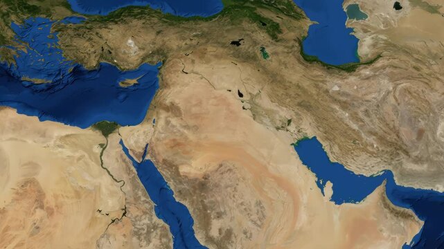 Satellite Zoom Animation From World Map To Baghdad Iraq City Location