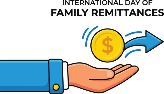 International day of family remittances concept with money transfer illustration
