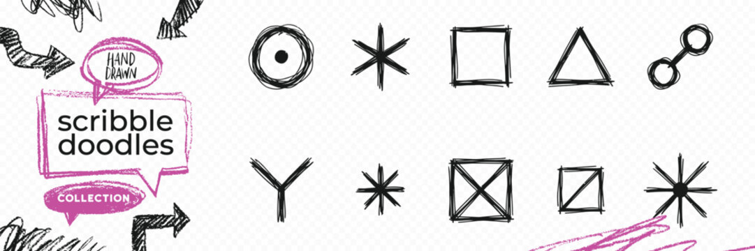 Black solid silhouette doodle vector set of alchemy symbols magic potions esoteric and occult elements