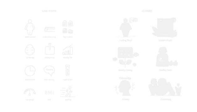 Weight Loss Journey Icons: Before and After Comparison