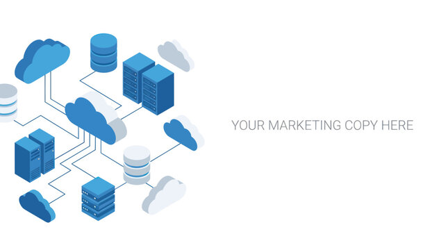 Cloud Computing Network Data Storage Servers and Connections.