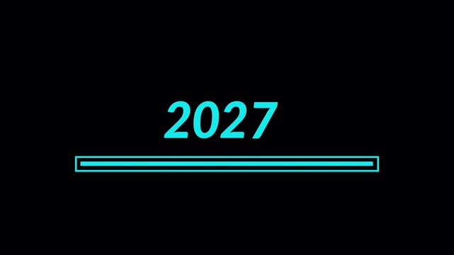  2026 to 2027 Transition from  animation Progress bar loading animation on transparent background New Year's countdown in 4k animation with alpha channel 