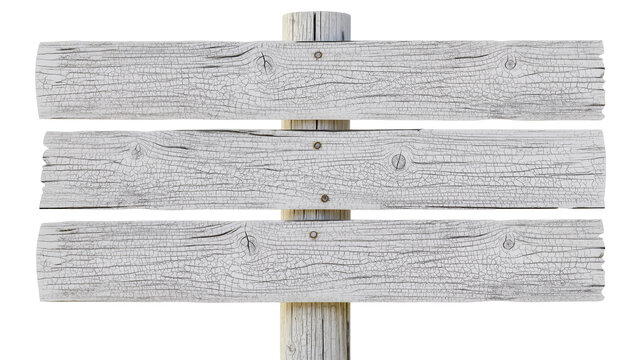 Weathered wooden signpost with three horizontal planks