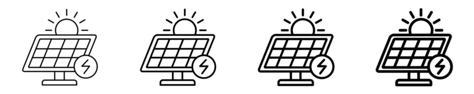 Solar Energy Panel Icon Set Different Style Collection