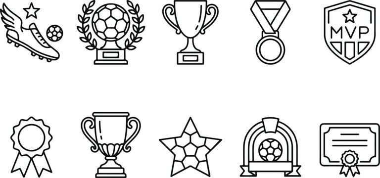 Soccer awards and trophies icons