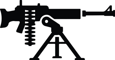 Obraz premium Silhouette vector of a military heavy machine gun tripod design
