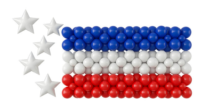 Colorful molecular model of american flag beads