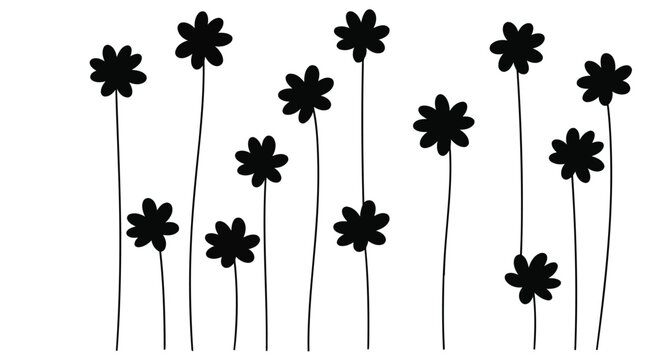 Black flowers on long stems