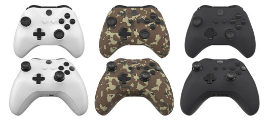 Collection of gaming controllers isolated on white background with clipping path © Vasyl Onyskiv