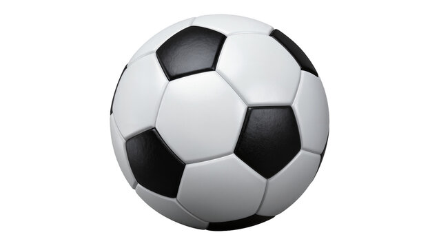 Classic soccer ball with black and white pentagonal panels