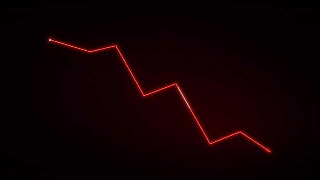 Small glowing red light blinking in total darkness creating a mysterious and ominous atmosphere decrease and loose graph 