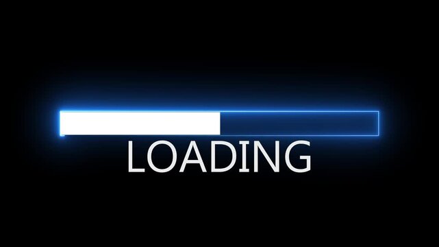 loading bar with glitch neon, Futuristic uploading progress bar with glitch effect, Retro animation uploading with glitch effect on black background. 4k video black background.