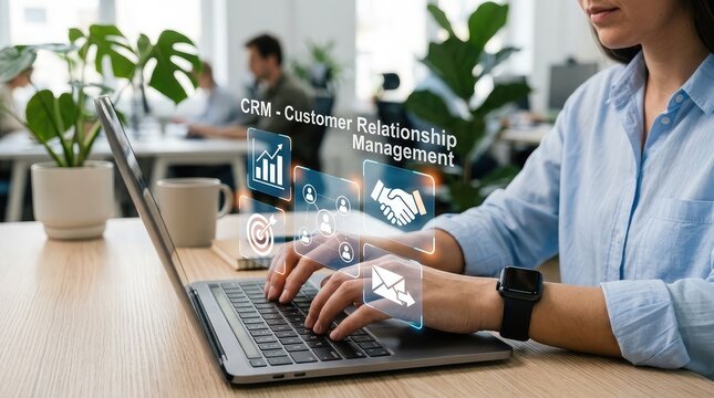 Crm software in use customer relationship management technology and business analytics