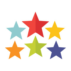 Fototapeta premium Group of colorful flat stars on white background