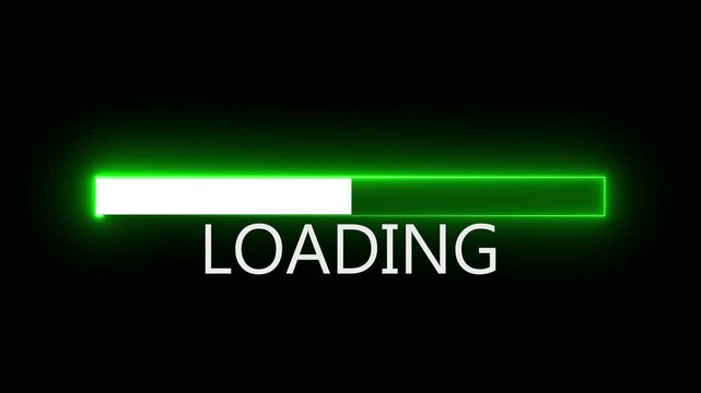 loading bar with glitch neon, Futuristic uploading progress bar with glitch effect, Retro animation uploading with glitch effect on black background. 4k video black background.