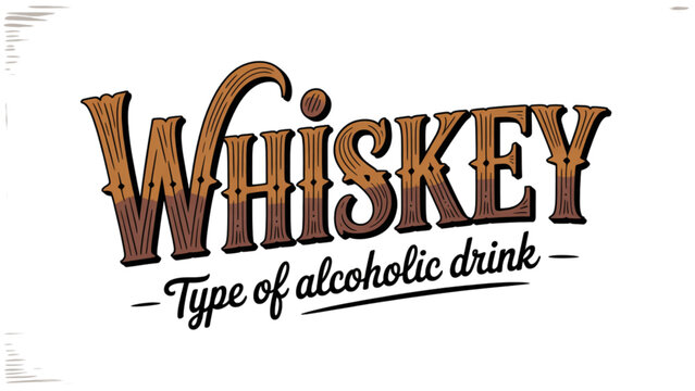 Whiskey text logo design with vintage style lettering for an alcoholic drink label Vector