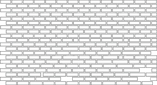 Minimalist white brick wall vector pattern, clean outline brickwork background, architectural masonry texture for web design and construction backdrops