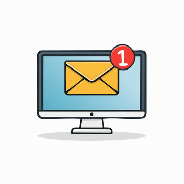 Computer screen displaying an email notification with a single unread message