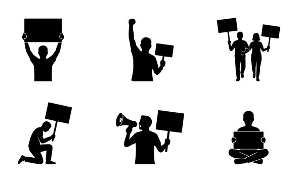 Protest Icons, Demonstration Silhouettes, Activism Vector Graphics, Human Rights Symbols, Social Justice Vector Set