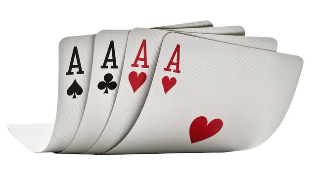 Four Aces playing cards fanned out