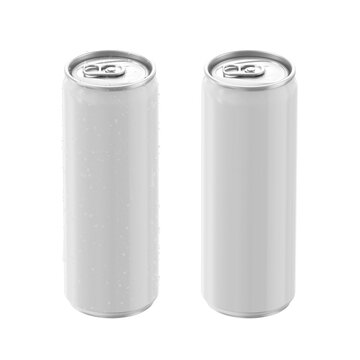 White  aluminum can on a white background, 3D rendering, Illustration.