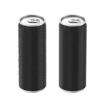 Black aluminum can on a white background, 3D rendering, Illustration.