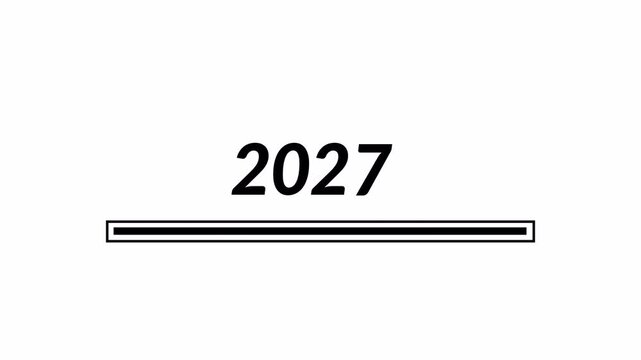 2026 to 2027 Transition from animation Progress bar loading animation on transparent background New Year's countdown in 4k animation with alpha channel