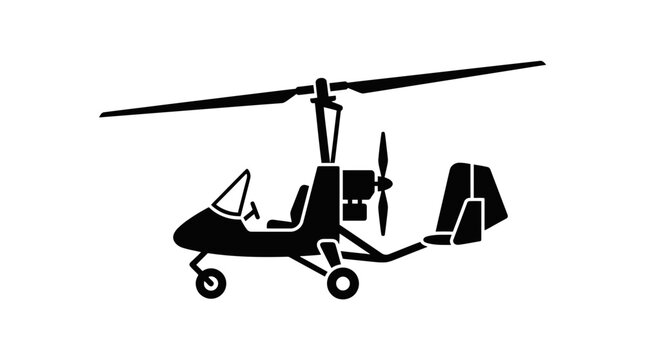 Autogyro Aircraft Silhouette Icon Vector Illustration