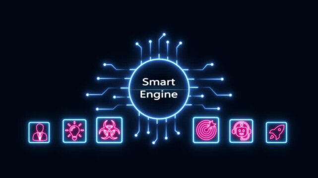 Smart engine digital interface with neon technology and circuitry network artificial intelligence digital transformation