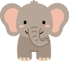 Fototapeta premium Cute grey baby elephant character illustration with transparent background