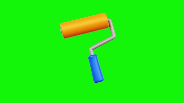 Paint roller brush icon motion graphic looping animation. Animated roller brush painting applies 4k video footage