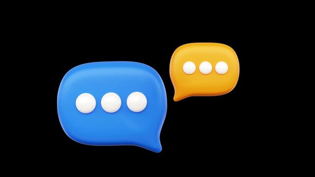 Chat bubble looping animation. Animated speech bubble icon 3d render