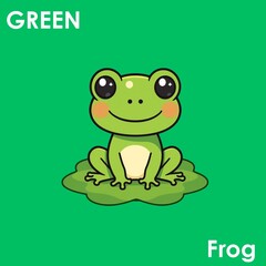 Obraz premium smiling frog,cartoon, green color, preschool flashcard,educational card